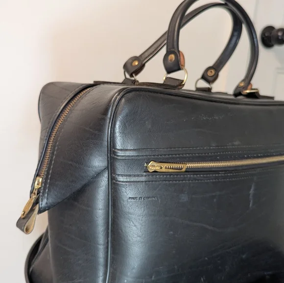 Vintage Made in Canada Leather Doctor Style Bag Briefcase 1950s 1960s - Picture 2 of 16